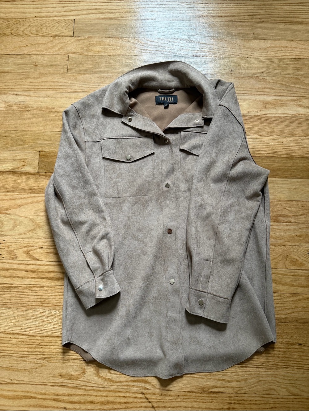 TRUTH Taupe Suede-Look Shirt Jacket